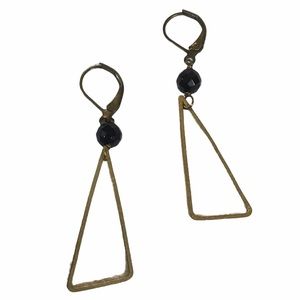 Brass earrings with black bead